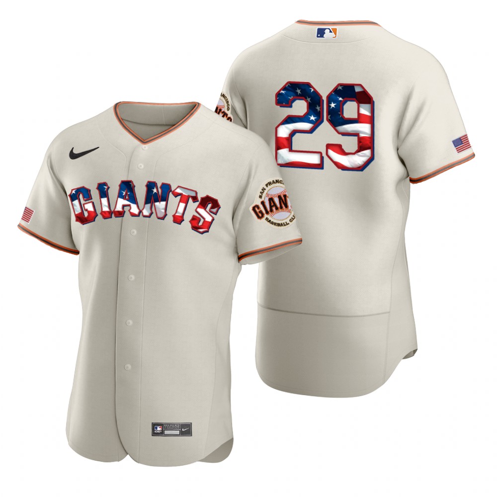 San Francisco Giants #29 Jeff Samardzija Men Nike Cream Fluttering USA Flag Limited Edition Authentic MLB Jersey